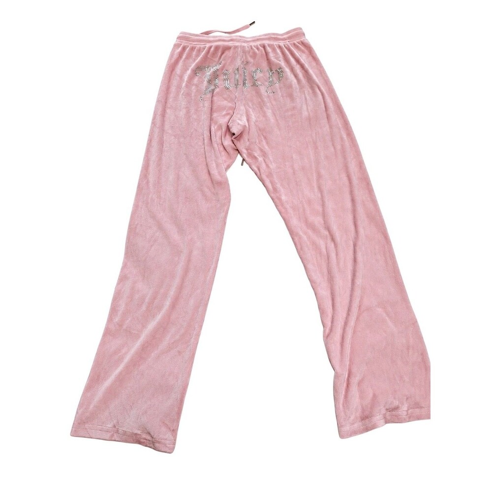 Juicy Couture Pink Velour Lounge Pants Y2K Flare Yoga Sweatpants Blush Logo S - Picture 2 of 6